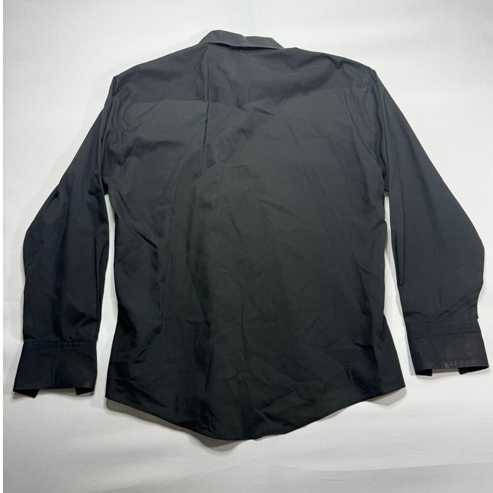 Border Town Men's Long Tail Form Fit Black Rose Embroidered Western Shirt - L - Picture 3 of 5